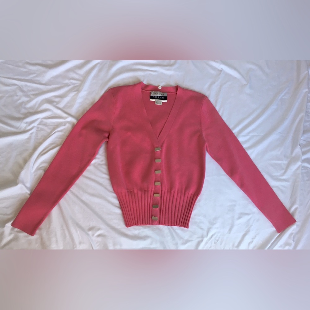 Vintage Wayne Rogers gorg pink silk sweater with real fox fur removable collar. - Picture 3 of 16